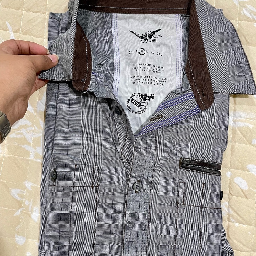 Men's Gray Checkered Shirt